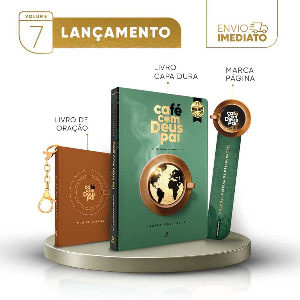 Café com Deus Pai vol. 7 (capa dura) + livro de oração (marrom)